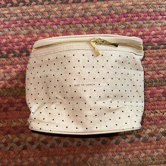 KATE SPADE COATED LINEN POLKA DOT OUT TO LUNCH TOTE INSULATED BAG - Picture 1 of 5